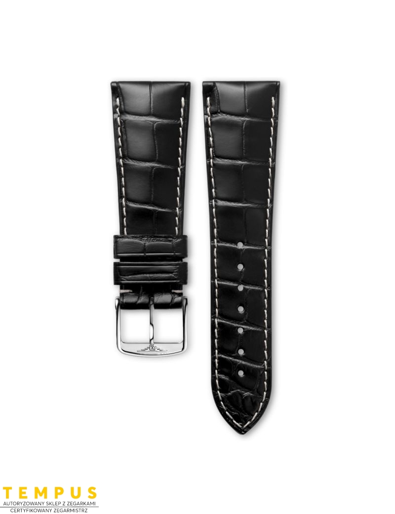 Pasek Longines matowy czarny ze skóry aligatora L682120260 - LONGINES - paski do zegarków