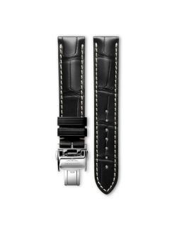 Pasek Longines matowy czarny ze skóry aligatora L682149173 - LONGINES - paski do zegarków