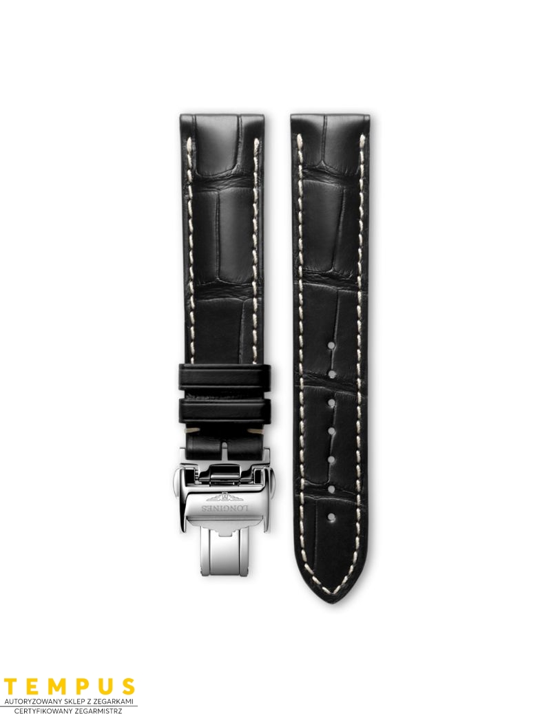 Pasek Longines matowy czarny ze skóry aligatora L682149173 - LONGINES - paski do zegarków Pasek Longines matowy czarny ze skóry aligatora L682149173 - LONGINES - paski do zegarków