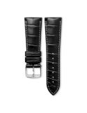 Pasek Longines matowy czarny ze skóry aligatora L682151113 - LONGINES - paski do zegarków