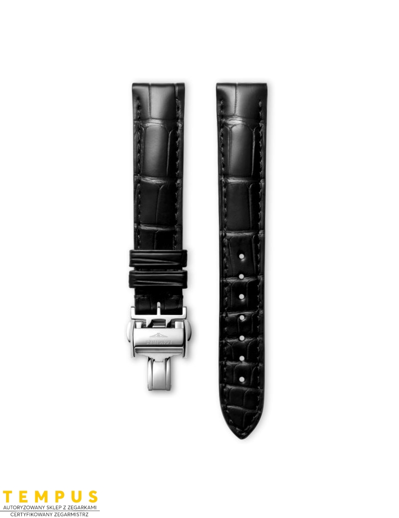 Pasek Longines matowy czarny ze skóry aligatora L682152089 - LONGINES - paski do zegarków