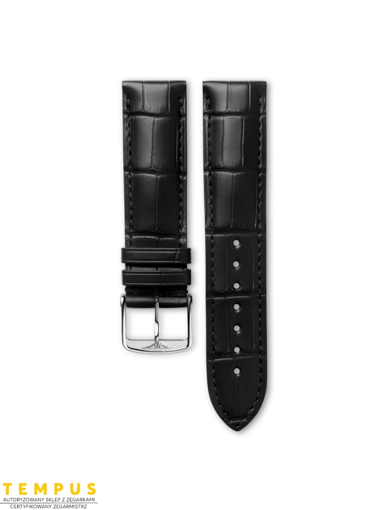 Pasek Longines matowy czarny ze skóry aligatora L682160032 - LONGINES - paski do zegarków