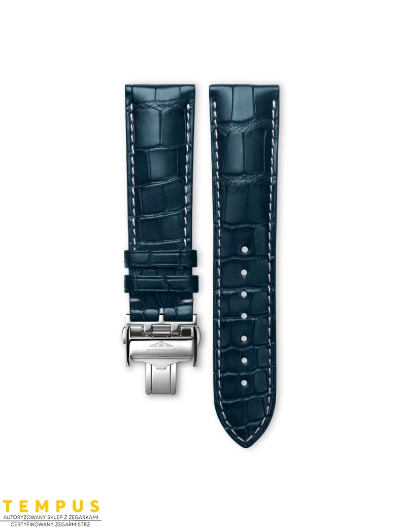 Pasek Longines matowy niebieski ze skóry aligatora L682159818 - LONGINES - paski do zegarków
