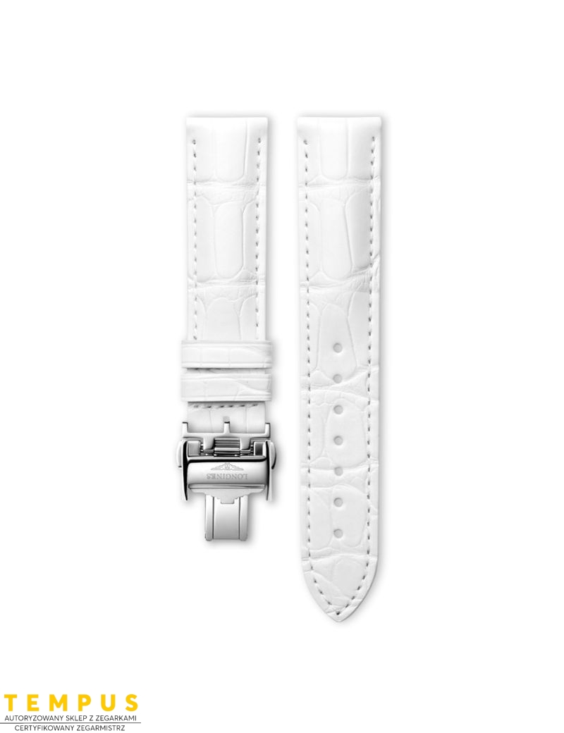 Pasek Longines matowy biały ze skóry aligatora L682121344 - LONGINES - paski do zegarków