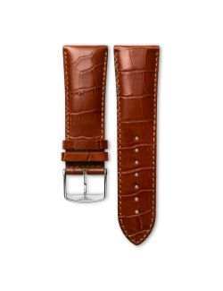 Pasek Longines półmatowy brązowo złoty ze skóry cielęcej L682117585 - LONGINES - paski do zegarków