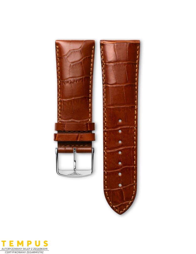 Pasek Longines półmatowy brązowo złoty ze skóry cielęcej L682117585 - LONGINES - paski do zegarków