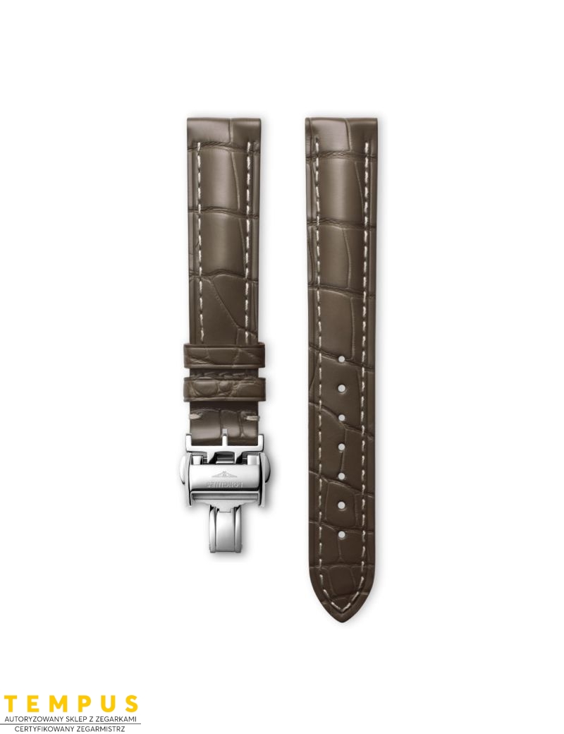 Pasek Longines półmatowy szary ze skóry aligatora L682150738 - LONGINES - paski do zegarków