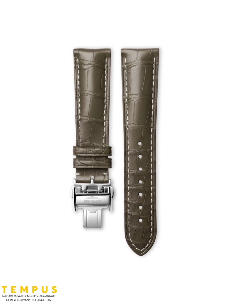 Pasek Longines półmatowy szary ze skóry aligatora L682150739 - LONGINES - paski do zegarków