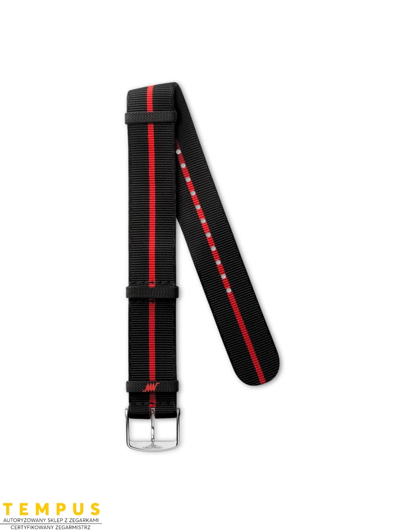 Pasek Longines czarny czerwona linia tekstylny NATO L682166500 - LONGINES - paski do zegarków