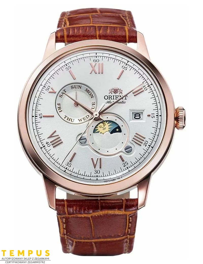 Zegarek klasyczny, elegancki męski ORIENT Automatic Classic Sun & Moon Bambino RA-AK0801S10B - Zegarki ORIENT Zegarek klasyczny, elegancki męski ORIENT Automatic Classic Sun & Moon Bambino RA-AK0801S10B - Zegarki ORIENT
