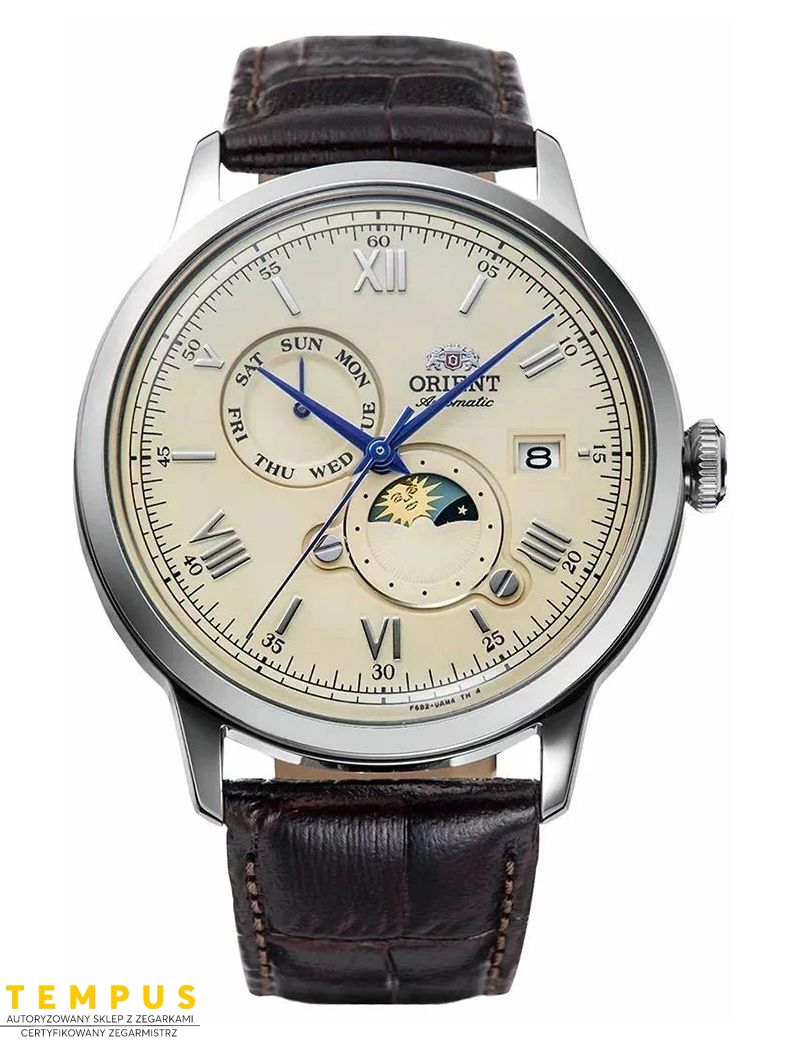 Zegarek klasyczny, elegancki męski ORIENT Automatic Classic Sun & Moon Bambino RA-AK0803Y10B - Zegarki ORIENT Zegarek klasyczny, elegancki męski ORIENT Automatic Classic Sun & Moon Bambino RA-AK0803Y10B - Zegarki ORIENT