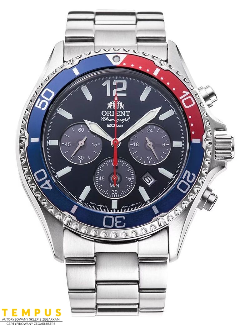 Zegarek sportowy męski ORIENT Mako Solar RA-TX0201L10B Chronograph Pepsi - Zegarki ORIENT Zegarek sportowy męski ORIENT Mako Solar RA-TX0201L10B Chronograph Pepsi - Zegarki ORIENT