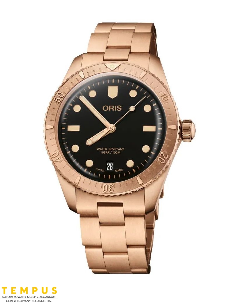 Zegarek sportowy damski, unisex Oris Divers Sixty-Five Date Cotton Candy Sepia 01 733 7771 3154-07 8 19 15 - Zegarki ORIS