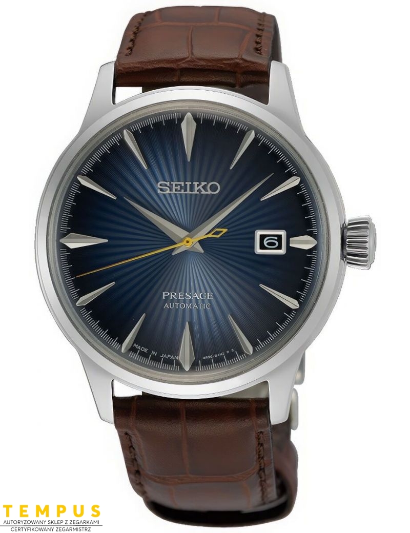 Zegarek klasyczny męski Seiko Presage Automatic Cocktail Midnight Blue Moon SRPK15J1 - Zegarki SEIKO