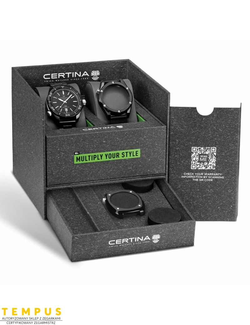 Certina DS+ Kit Aqua Sport Heritage Black SET C041.407.39.051.00 - Zegarki CERTINA