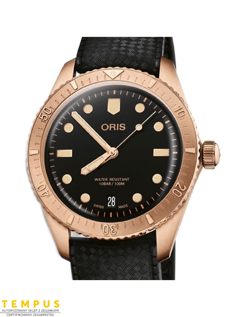 Zegarek sportowy damski, unisex Oris Divers Sixty-Five Date Cotton Candy Sepia 01 733 7771 3154-07 4 19 18BR - Zegarki ORIS Zegarek sportowy damski, unisex Oris Divers Sixty-Five Date Cotton Candy Sepia 01 733 7771 3154-07 4 19 18BR - Zegarki ORIS