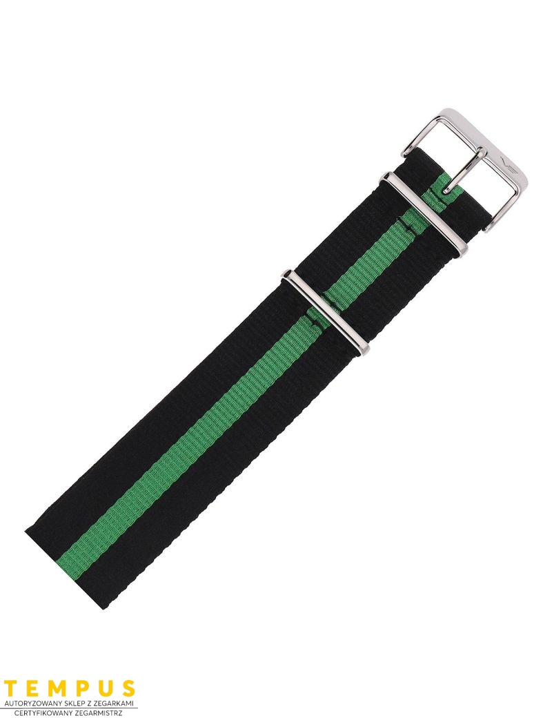 Pasek Vostok Europe Anchar - Nylon 7242 czarny z zielonym śr. błyszcząca kl. - VOSTOK - paski i bransolety do zegarków