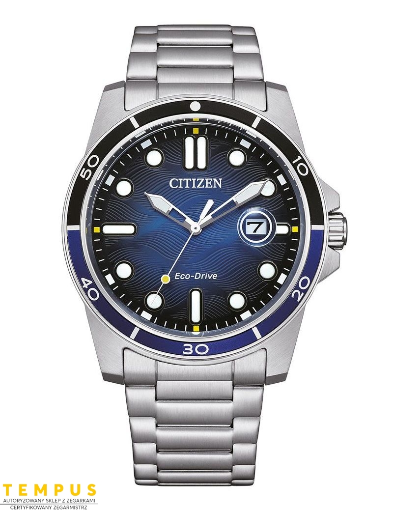 Zegarek sportowy męski Citizen Marine AW1810-85L Sporty Eco-Drive na bransolecie Zegarek sportowy męski Citizen Marine AW1810-85L Sporty Eco-Drive na bransolecie