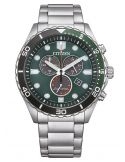 Zegarek sportowy męski Citizen Aqua Chronograph AT2561-81X Green na bransolecie
