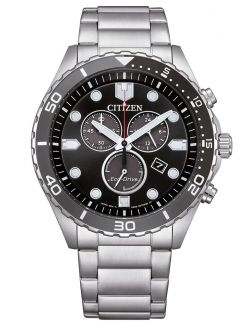 Zegarek sportowy męski Citizen Aqua Chronograph AT2568-82E Black na bransolecie