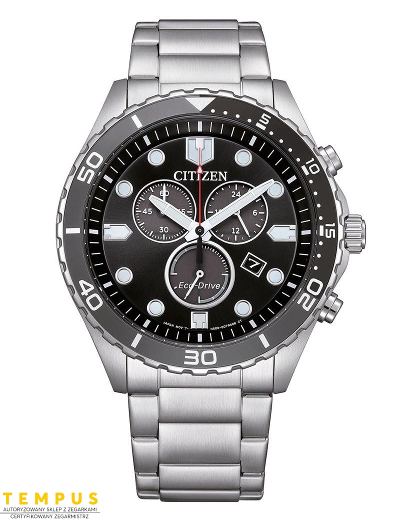 Zegarek sportowy męski Citizen Aqua Chronograph AT2568-82E Black na bransolecie Zegarek sportowy męski Citizen Aqua Chronograph AT2568-82E Black na bransolecie