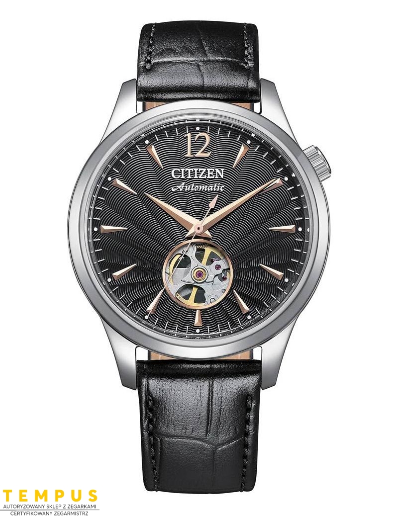 Zegarek klasyczny, elegancki męski Citizen Mechanical Classic Open Heart NH9131-14E na pasku Zegarek klasyczny, elegancki męski Citizen Mechanical Classic Open Heart NH9131-14E na pasku