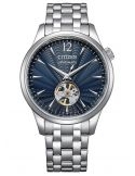 Zegarek klasyczny męski Citizen Mechanical Classic Open Heart NH9131-73L na bransolecie