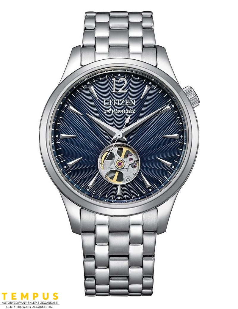 Zegarek klasyczny męski Citizen Mechanical Classic Open Heart NH9131-73L na bransolecie Zegarek klasyczny męski Citizen Mechanical Classic Open Heart NH9131-73L na bransolecie