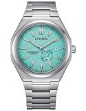 Zegarek klasyczny, casual męski Citizen Automatic Zenshin Titanium Small Second NJ0180-80M Tiffany Blue na bransolecie