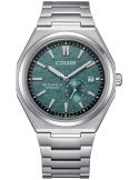 Zegarek klasyczny, casual męski Citizen Automatic Zenshin Titanium Small Second NJ0180-80X Green na bransolecie