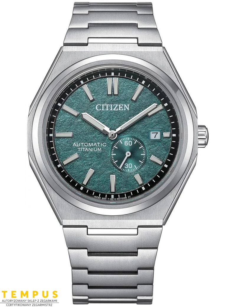 Zegarek klasyczny, casual męski Citizen Automatic Zenshin Titanium Small Second NJ0180-80X Green na bransolecie Zegarek klasyczny, casual męski Citizen Automatic Zenshin Titanium Small Second NJ0180-80X Green na bransolecie