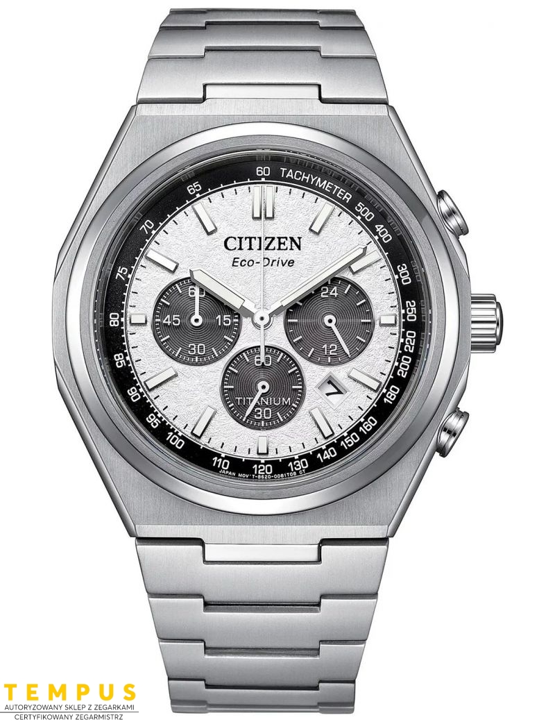 Zegarek sportowy męski Citizen Super Titanium Chronograph CA4610-85A White na bransolecie Zegarek sportowy męski Citizen Super Titanium Chronograph CA4610-85A White na bransolecie