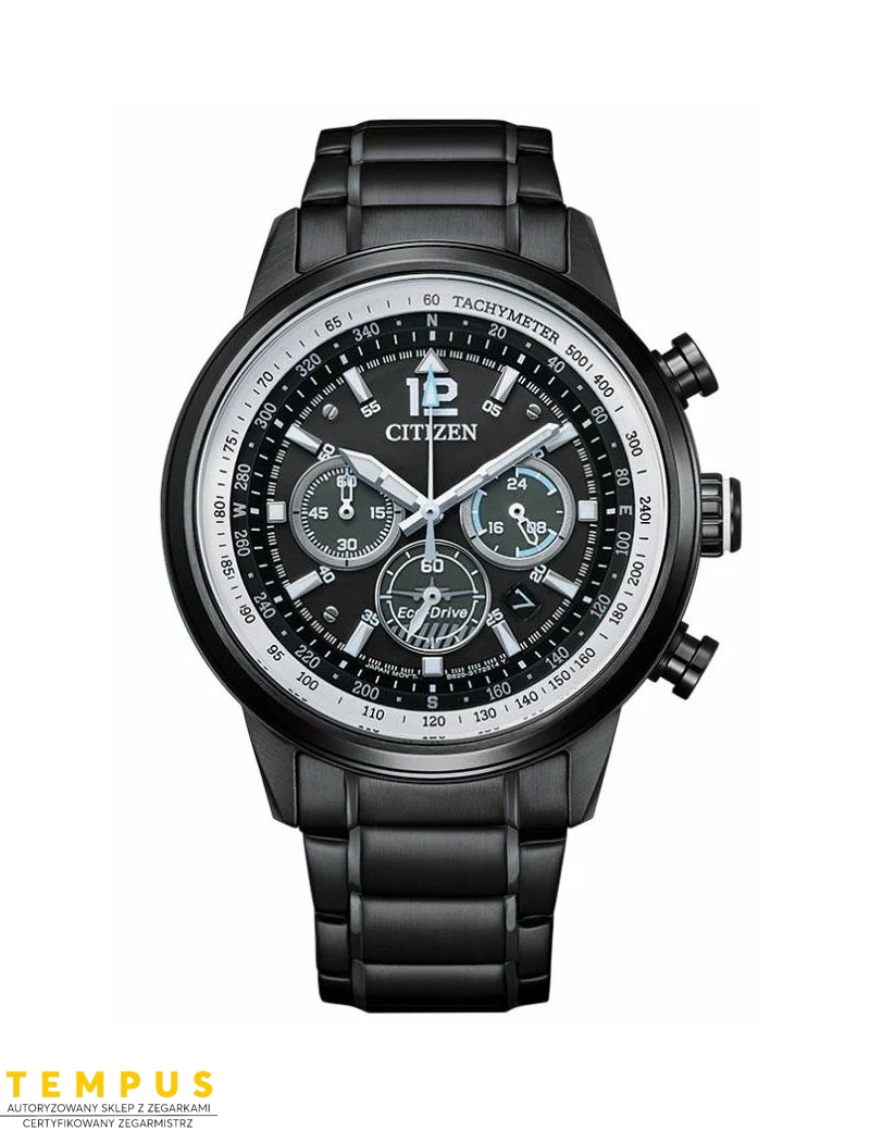 Zegarek lotniczy męski Citizen Chronograph Eco-Drive Pilot CA4475-89E Black na bransolecie Zegarek lotniczy męski Citizen Chronograph Eco-Drive Pilot CA4475-89E Black na bransolecie