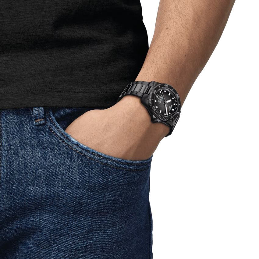 Zegarek Tissot Seastar 1000 Powermatic 80 czarny – sportowy zegarek Swiss Made dla mężczyzn